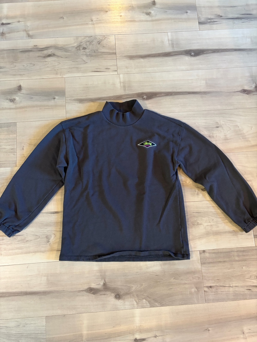 Stussy Black Mock Neck Long Sleeve Sweatshirt